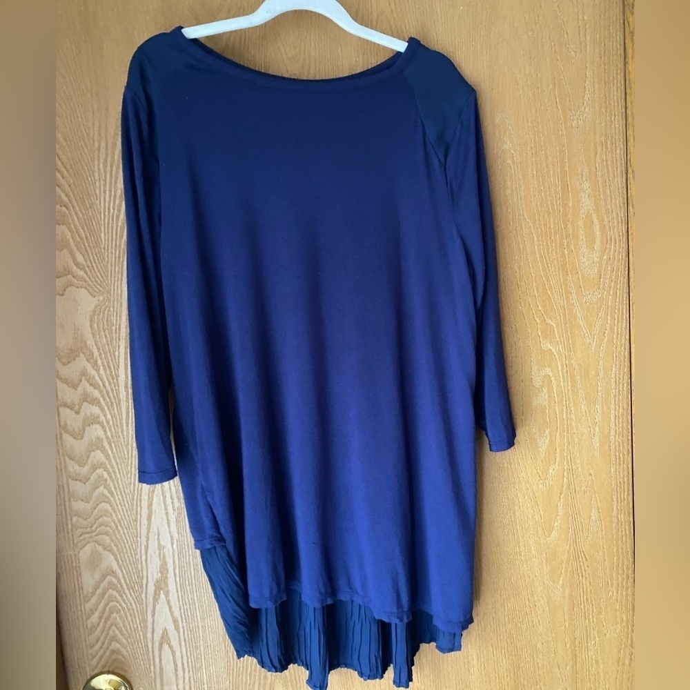 Lane Bryant 14/16 1x Blue Mixed Fabric Top